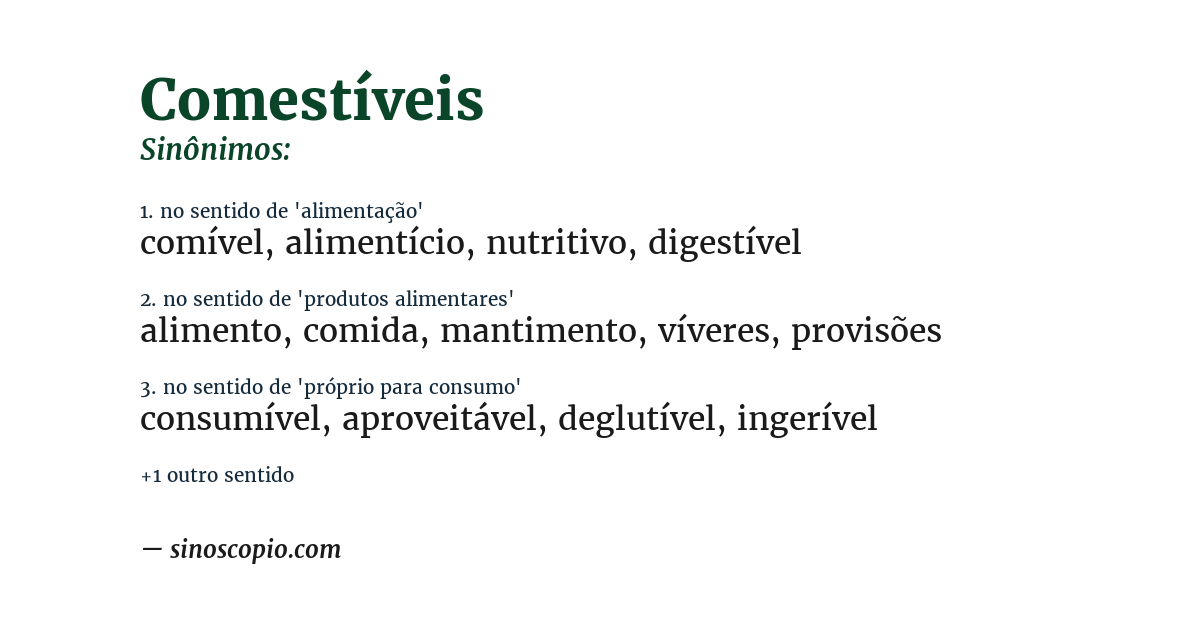 Sinônimo de comestíveis