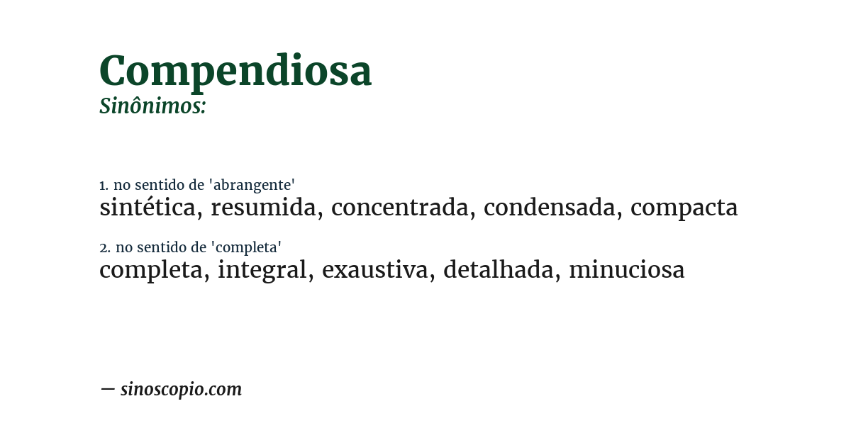 Sinônimo de compendiosa
