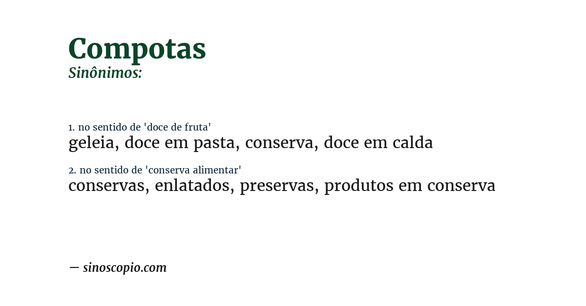 Sinônimo de compotas
