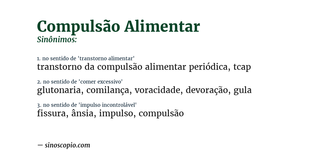 Sinônimo de compulsão alimentar