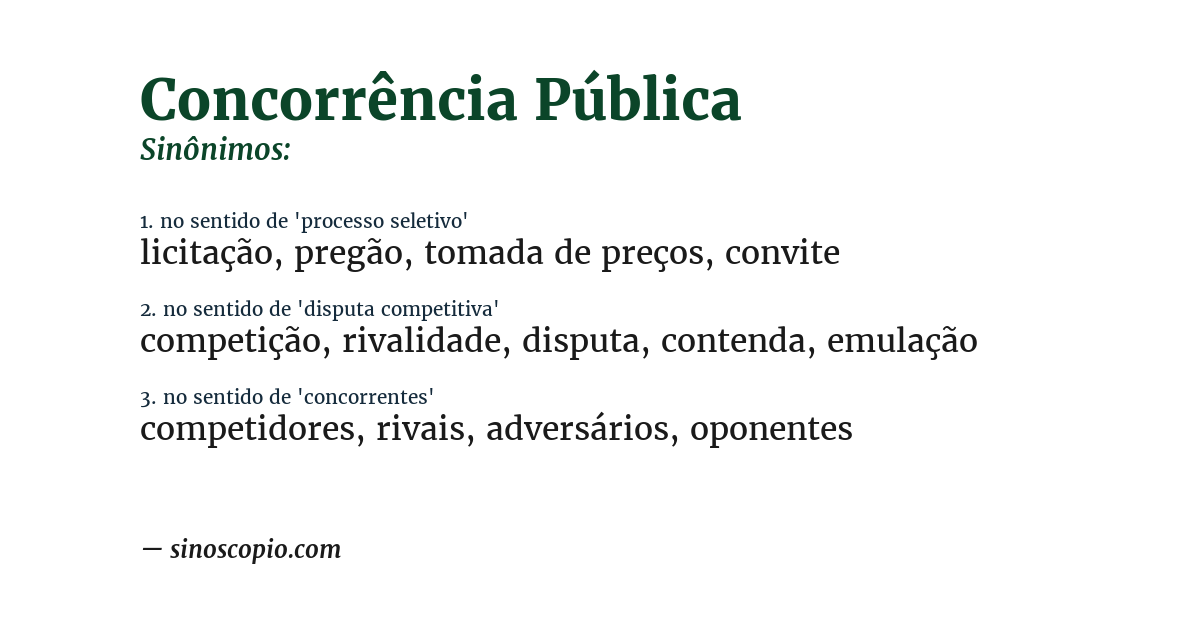 Sinônimo de concorrência pública