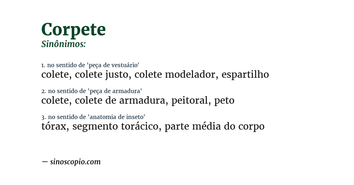 Sinônimo de corpete