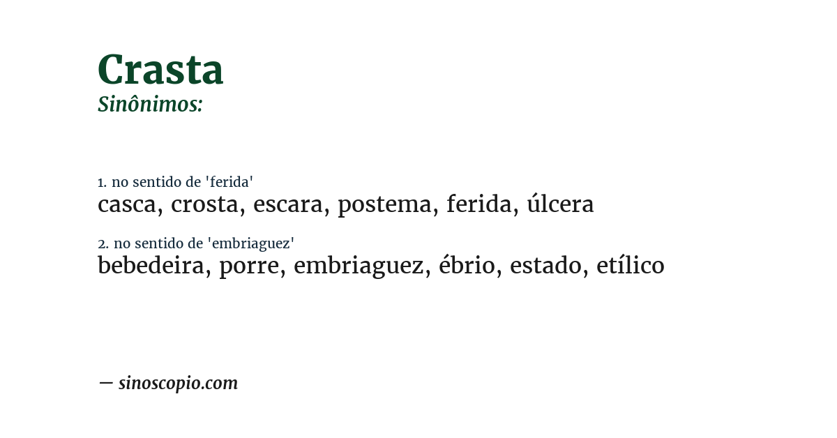 Sinônimo de crasta