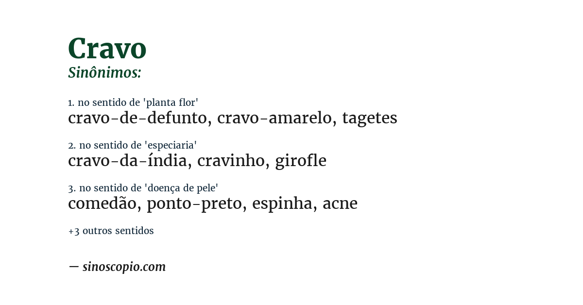 Sinônimo de cravo