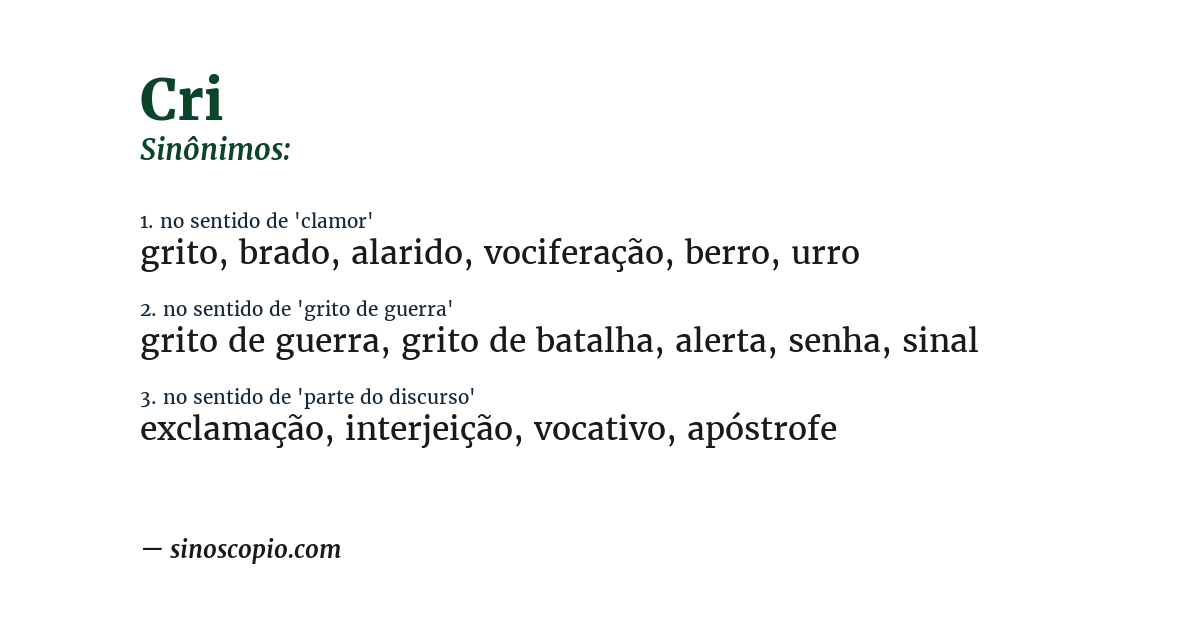 Sinônimo de cri