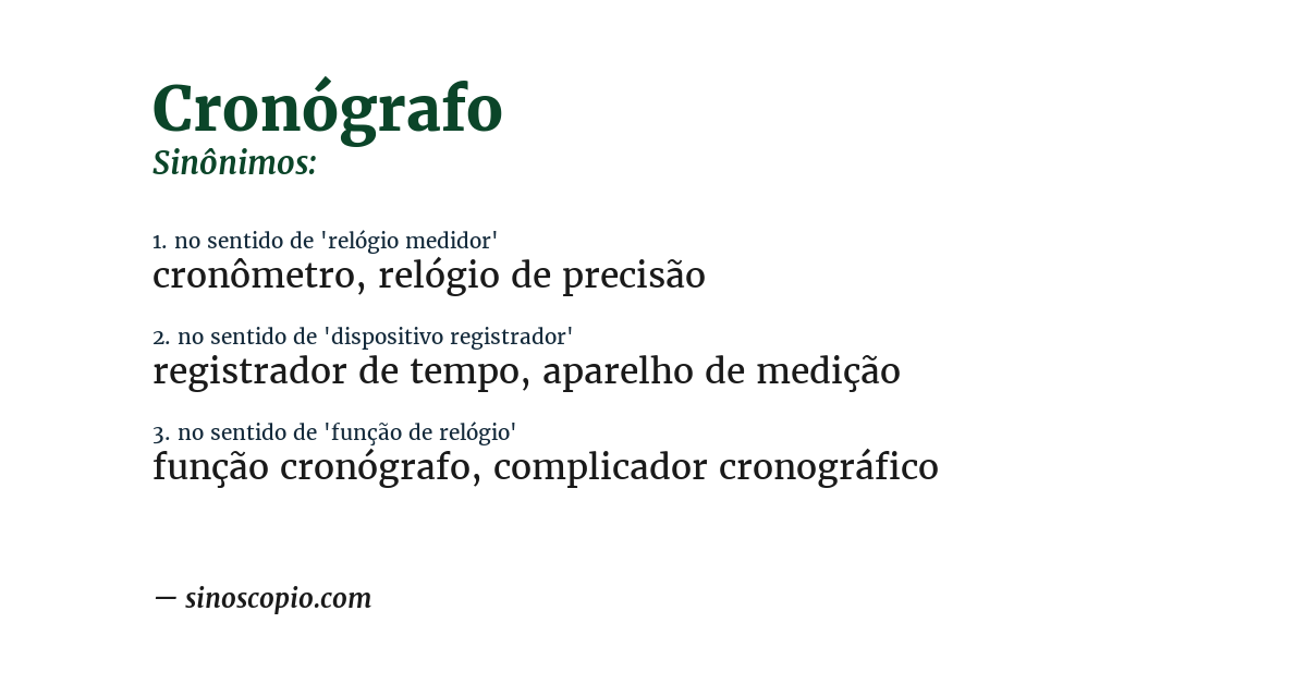 Sinônimo de cronógrafo