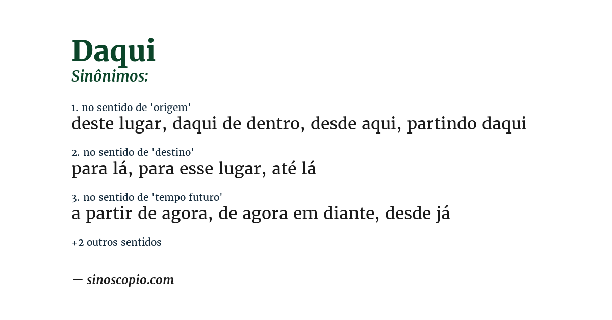 Sinônimo de daqui
