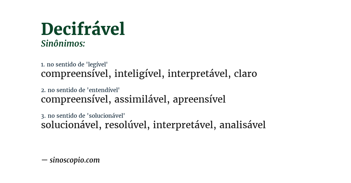 Sinônimo de decifrável