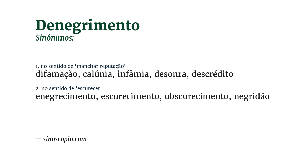 Sinônimo de denegrimento