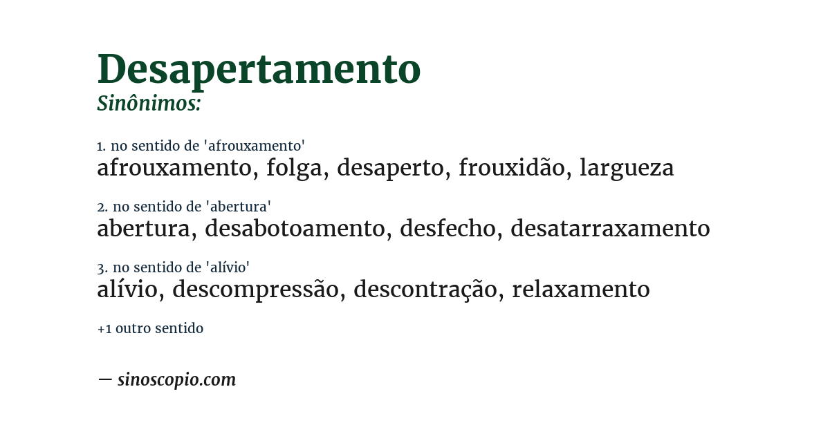 Sinônimo de desapertamento