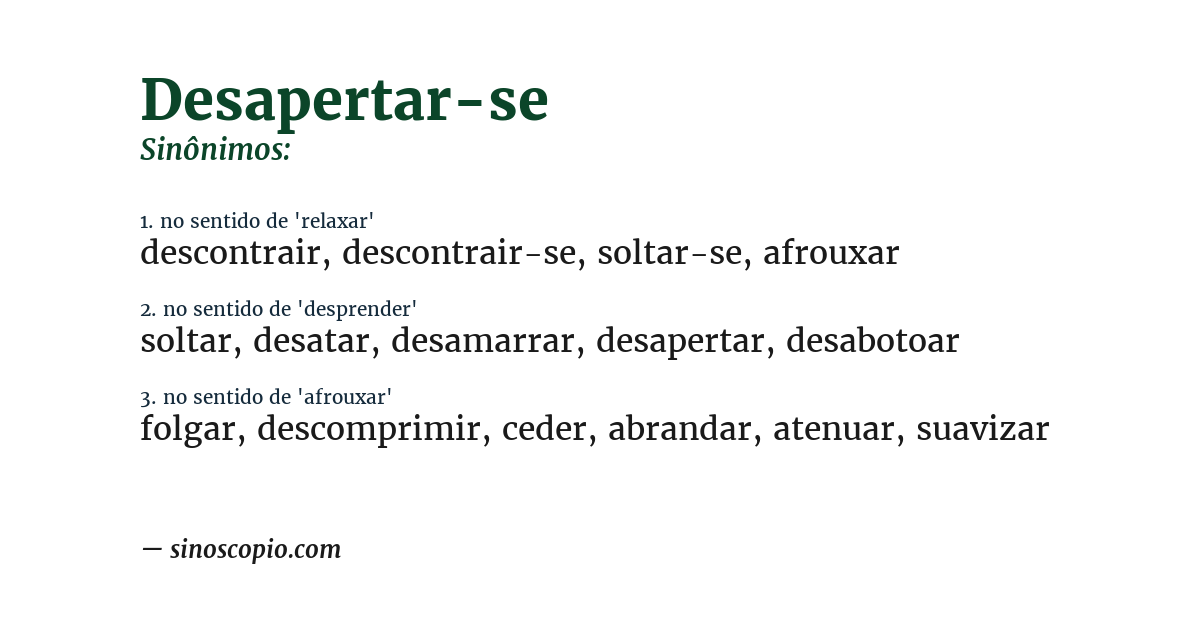 Sinônimo de desapertar-se