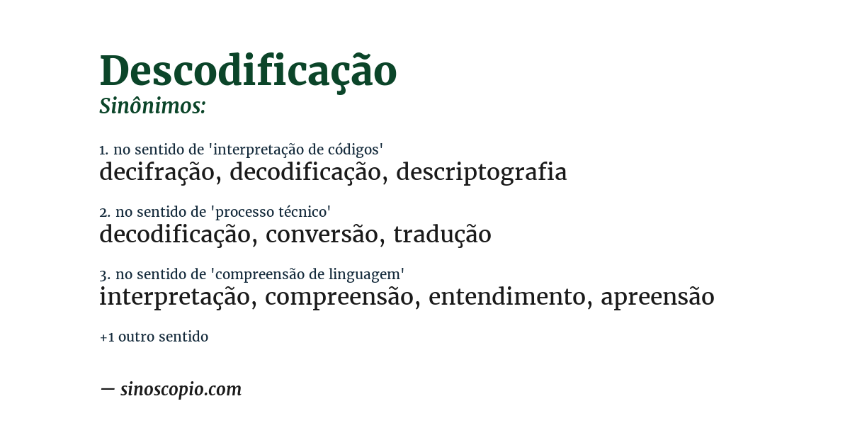 Sinônimo de descodificação