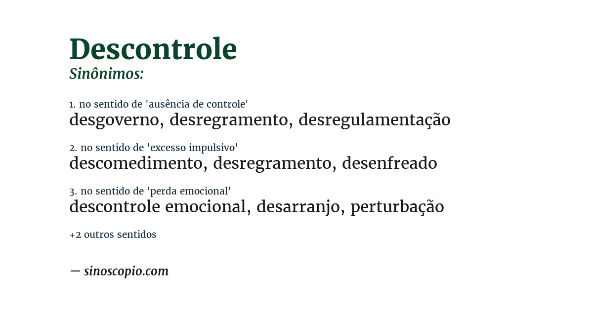 Sinônimo de descontrole