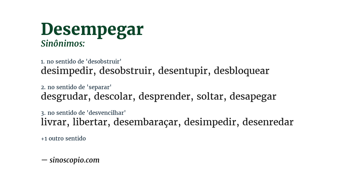 Sinônimo de desempegar