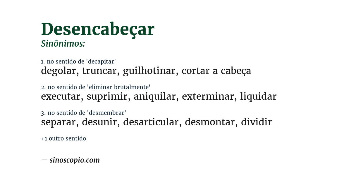 Sinônimo de desencabeçar