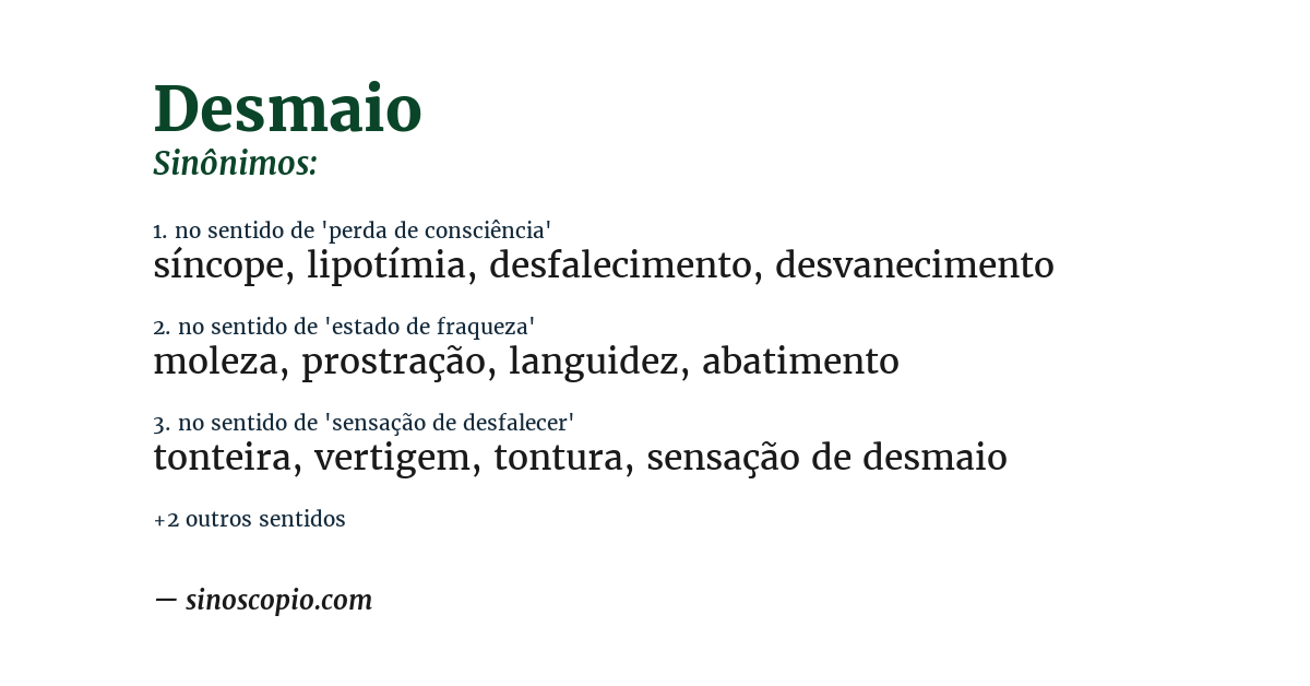 Sinônimo de desmaio