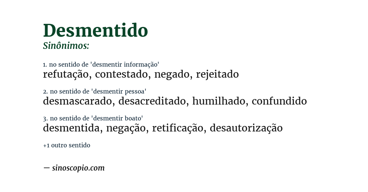 Sinônimo de desmentido