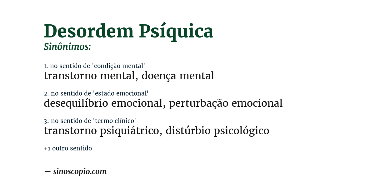 Sinônimo de desordem psíquica