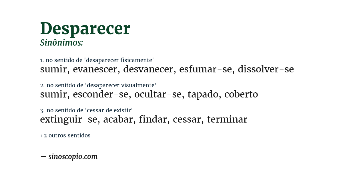 Sinônimo de desparecer