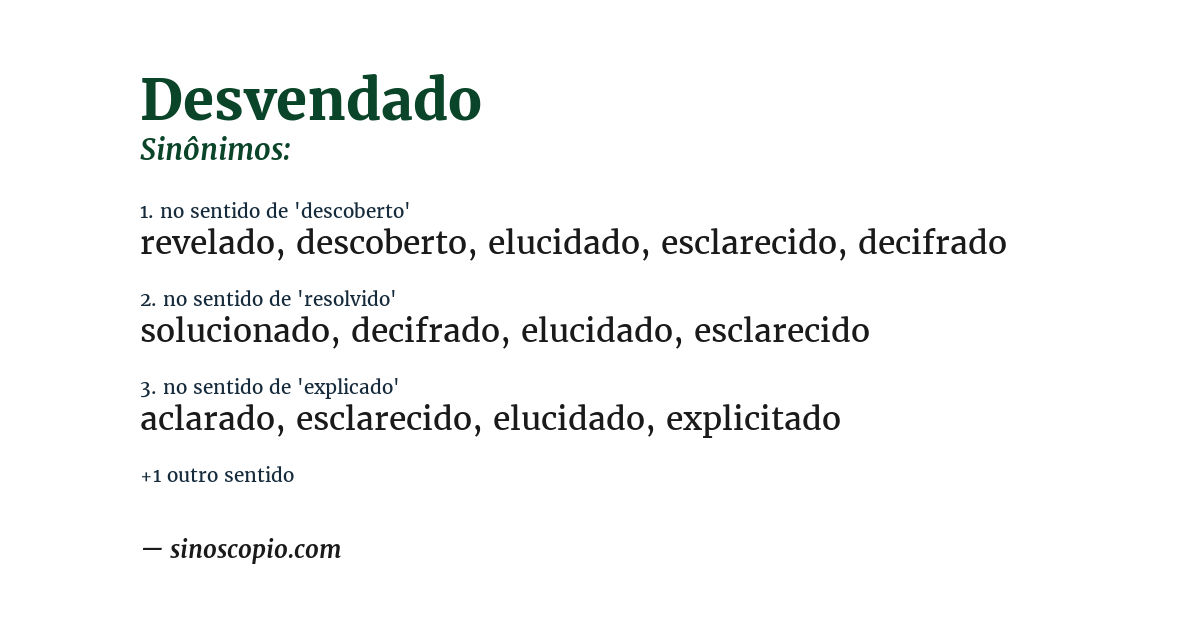 Sinônimo de desvendado