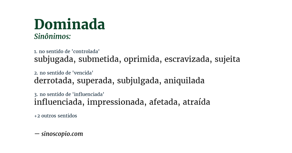 Sinônimo de dominada