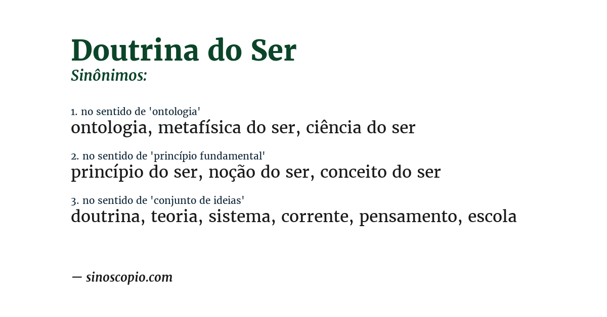 Sinônimo de doutrina do ser