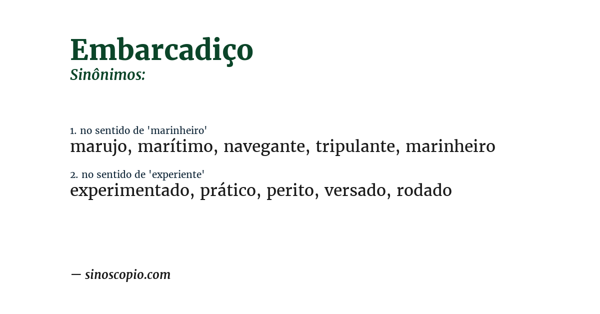 Sinônimo de embarcadiço