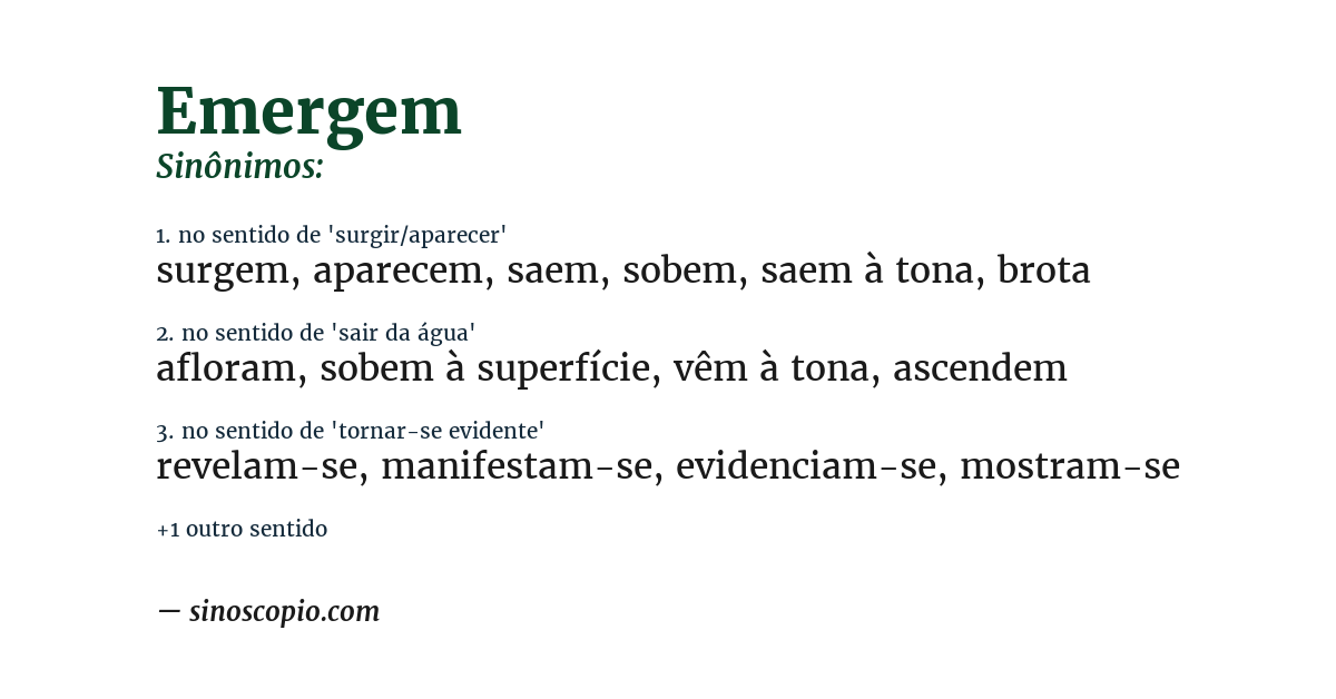 Sinônimo de emergem