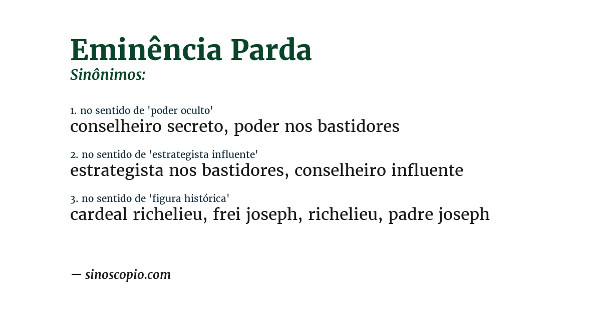 Sinônimo de eminência parda