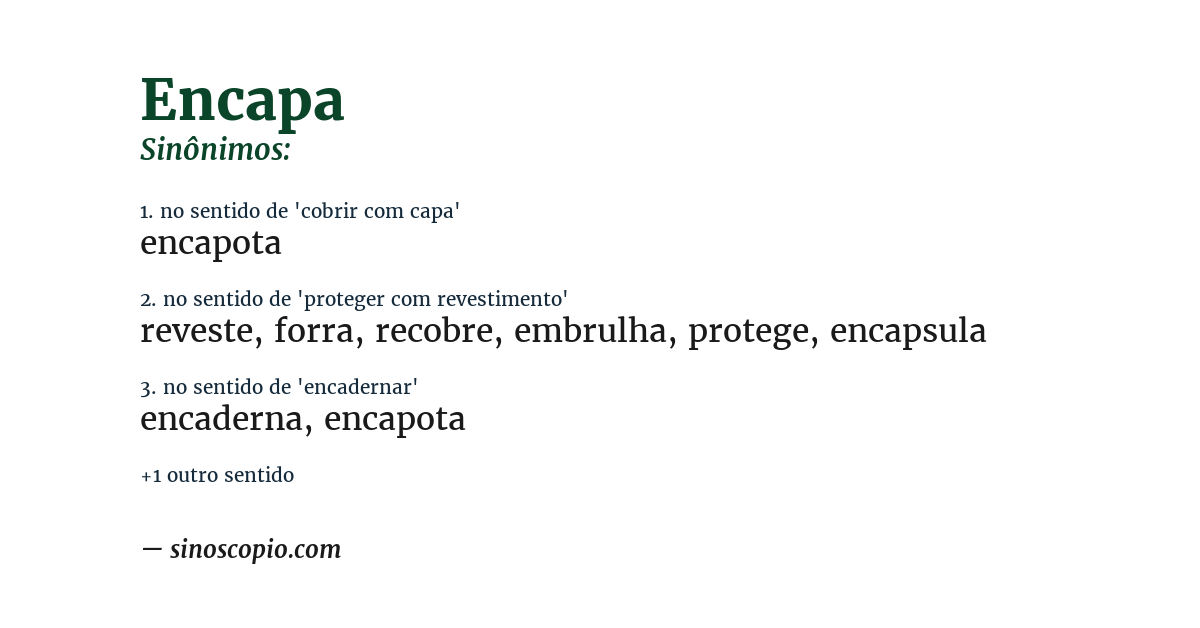 Sinônimo de encapa