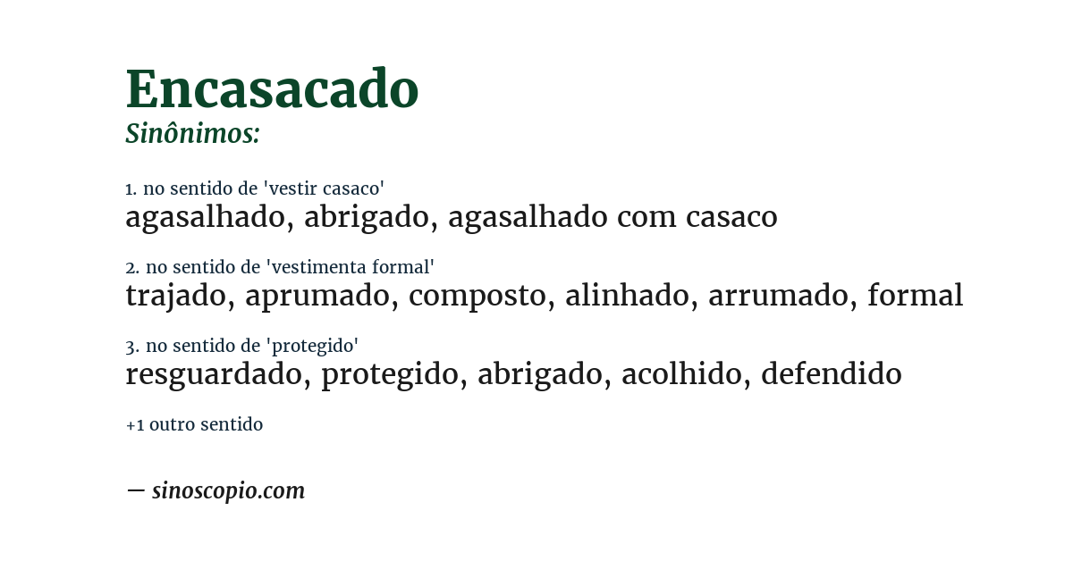 Sinônimo de encasacado