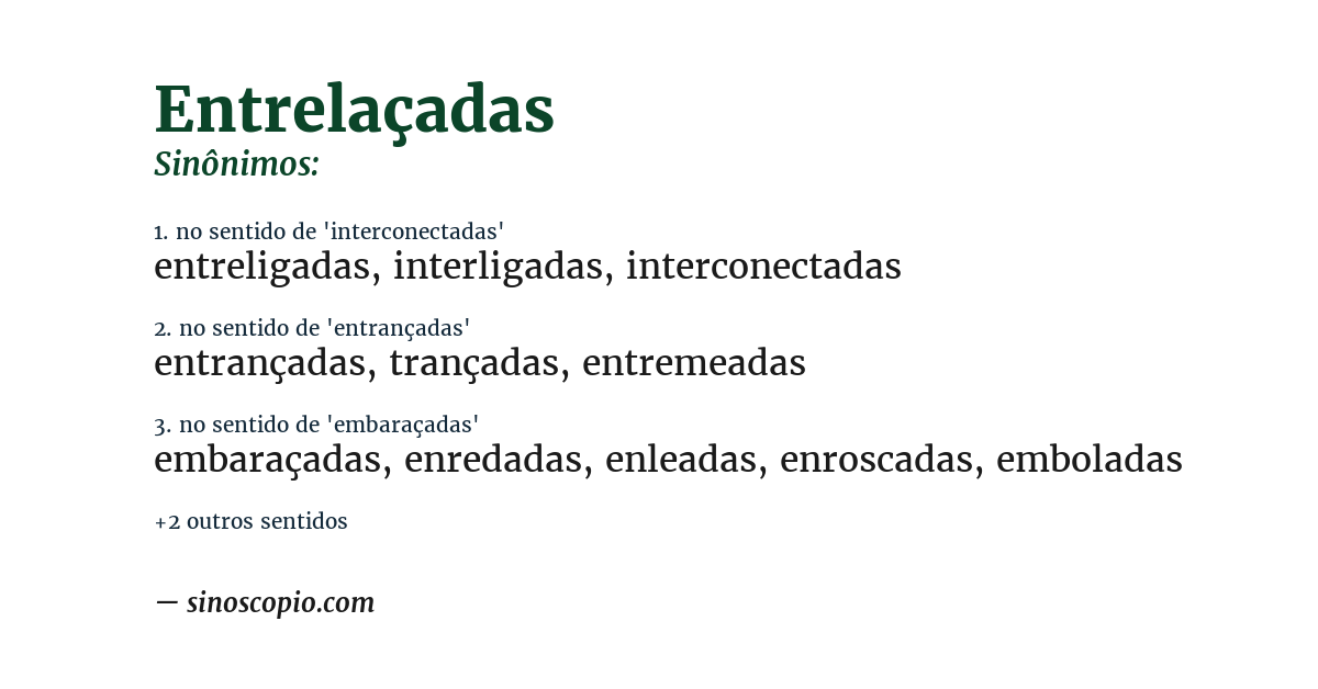 Sinônimo de entrelaçadas