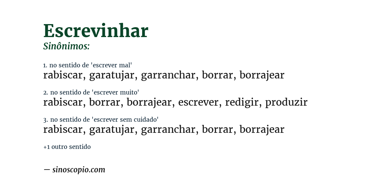 Sinônimo de escrevinhar
