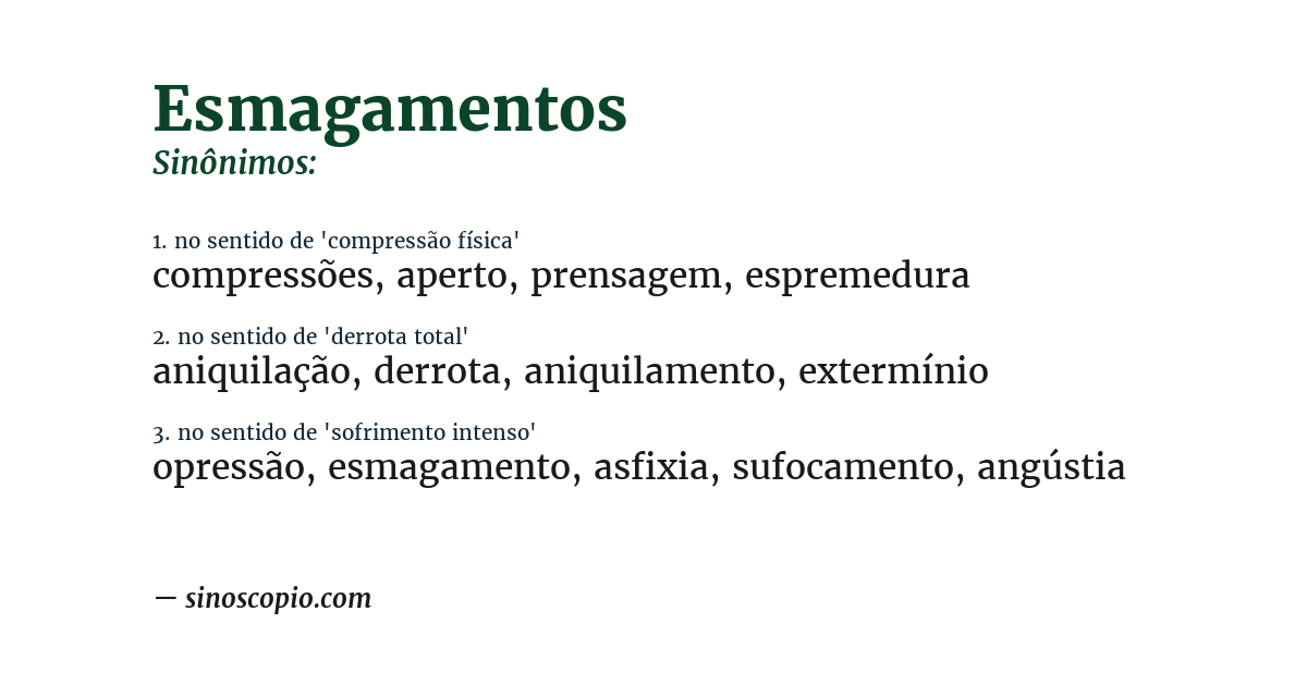 Sinônimo de esmagamentos