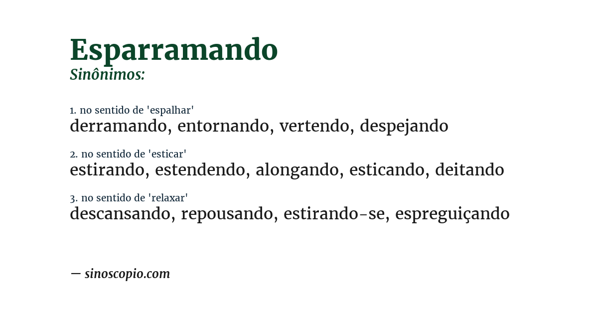 Sinônimo de esparramando