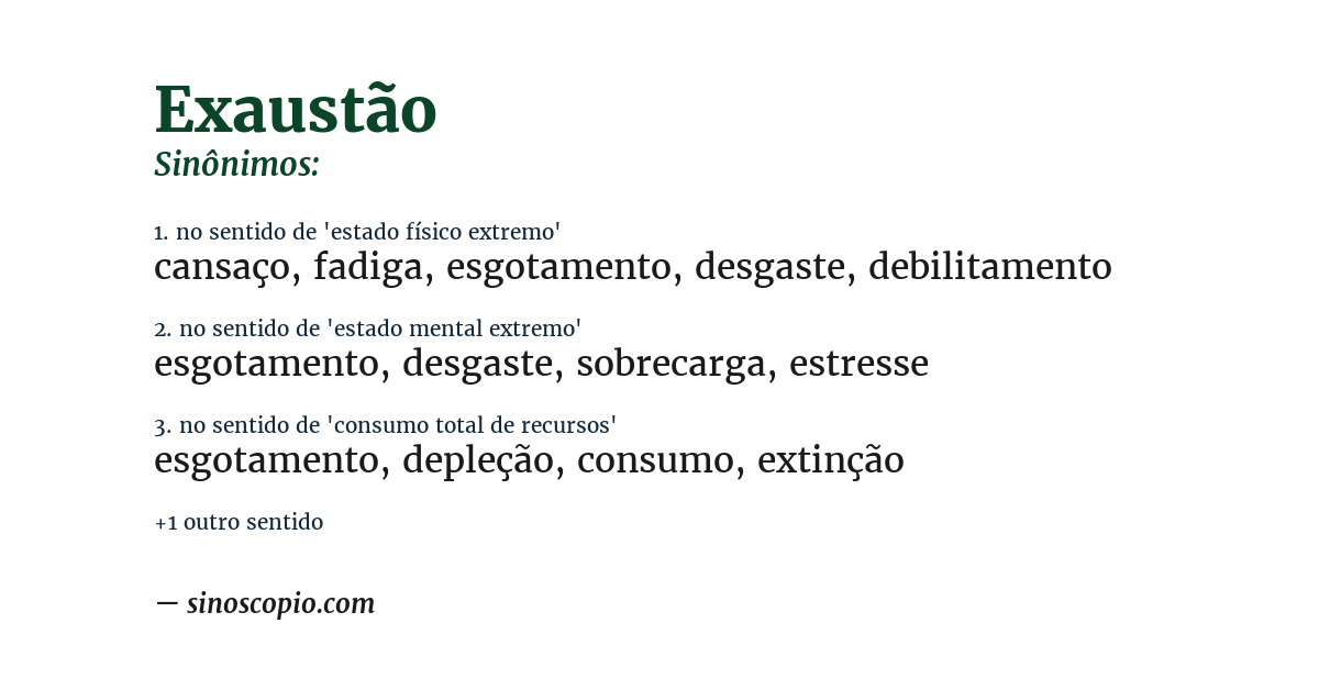 Sinônimo de exaustão