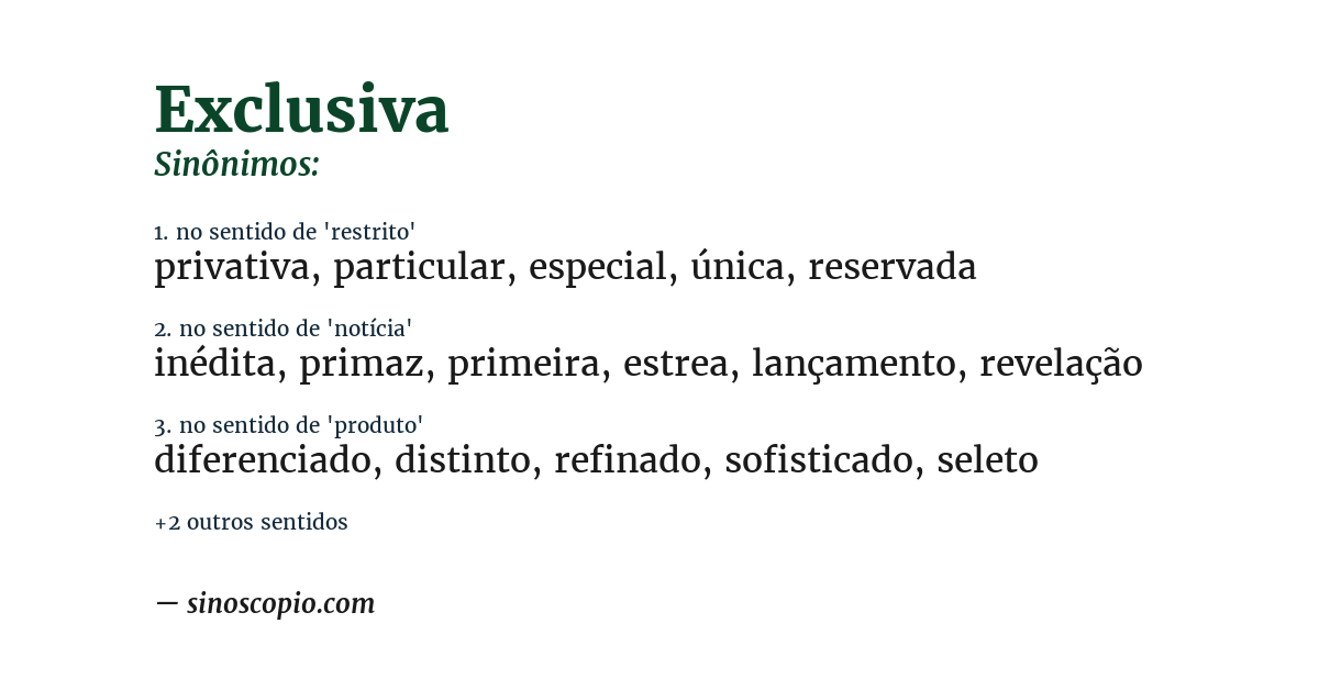 Sinônimo de exclusiva