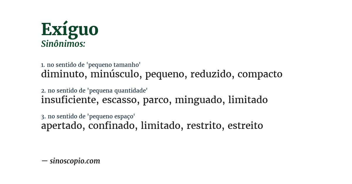 Sinônimo de exíguo