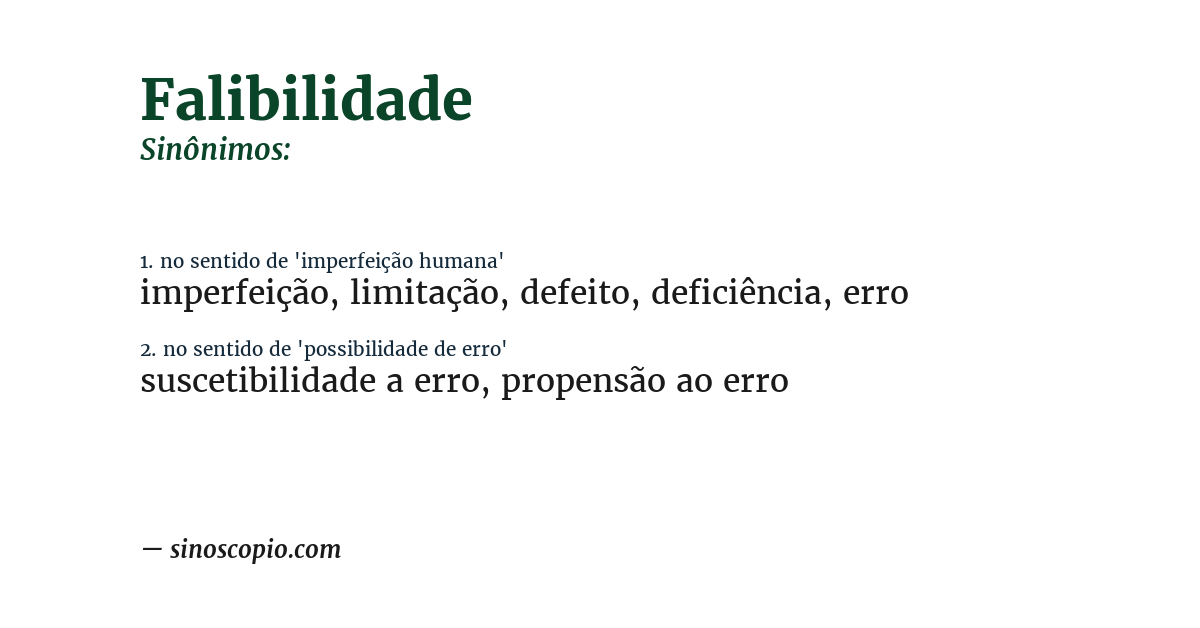 Sinônimo de falibilidade