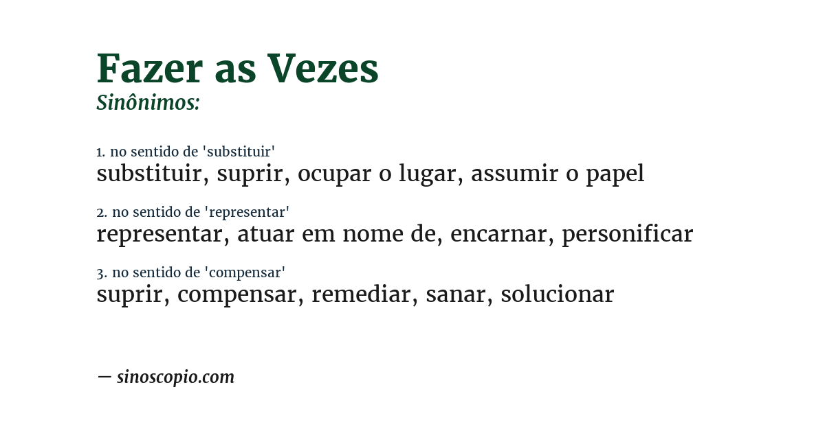 Sinônimo de fazer as vezes