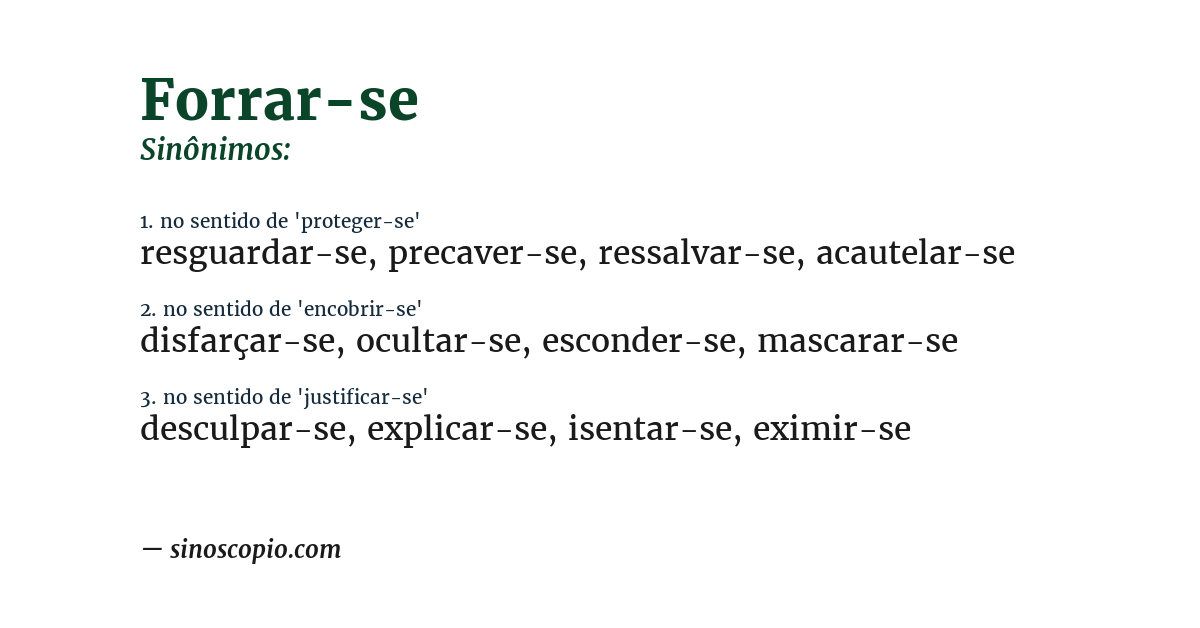 Sinônimo de forrar-se