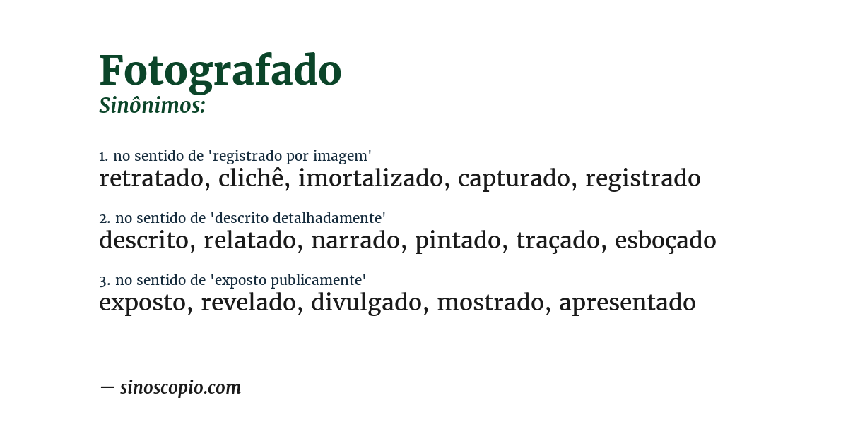 Sinônimo de fotografado