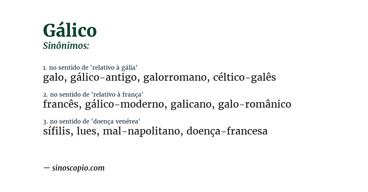 Sinônimo de gálico