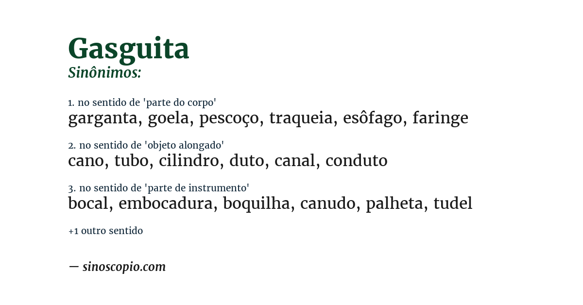 Sinônimo de gasguita