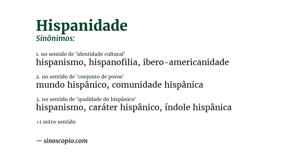 Sinônimo de hispanidade