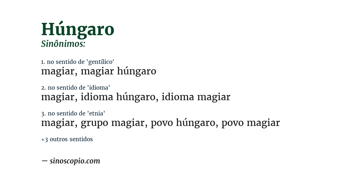 Sinônimo de húngaro