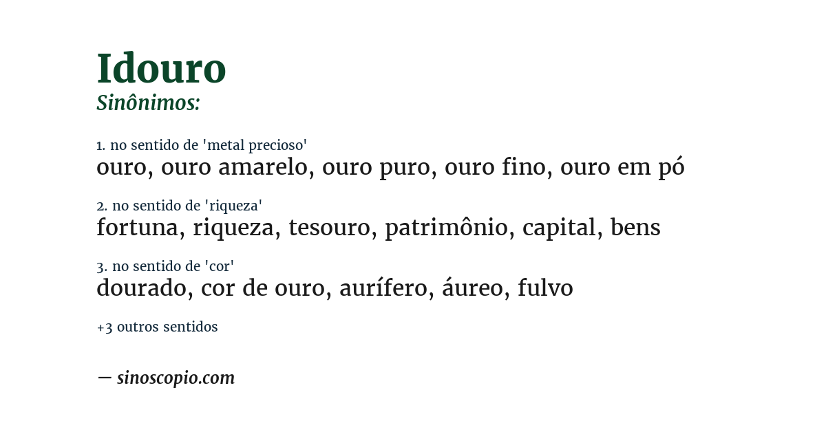 Sinônimo de idouro