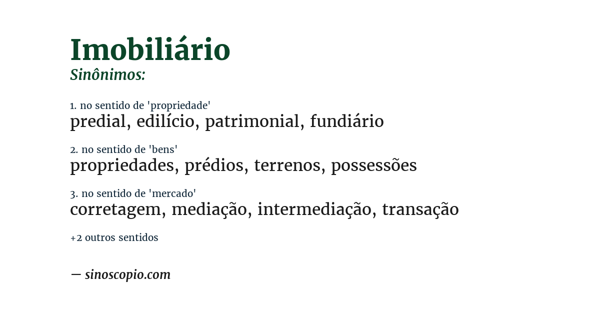 Sinônimo de imobiliário