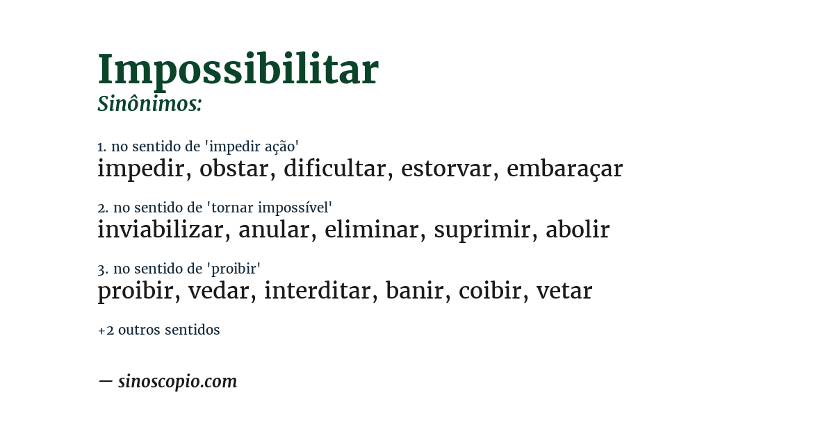 Sinônimo de impossibilitar