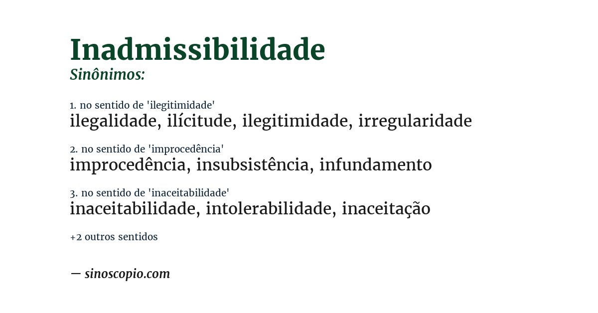 Sinônimo de inadmissibilidade